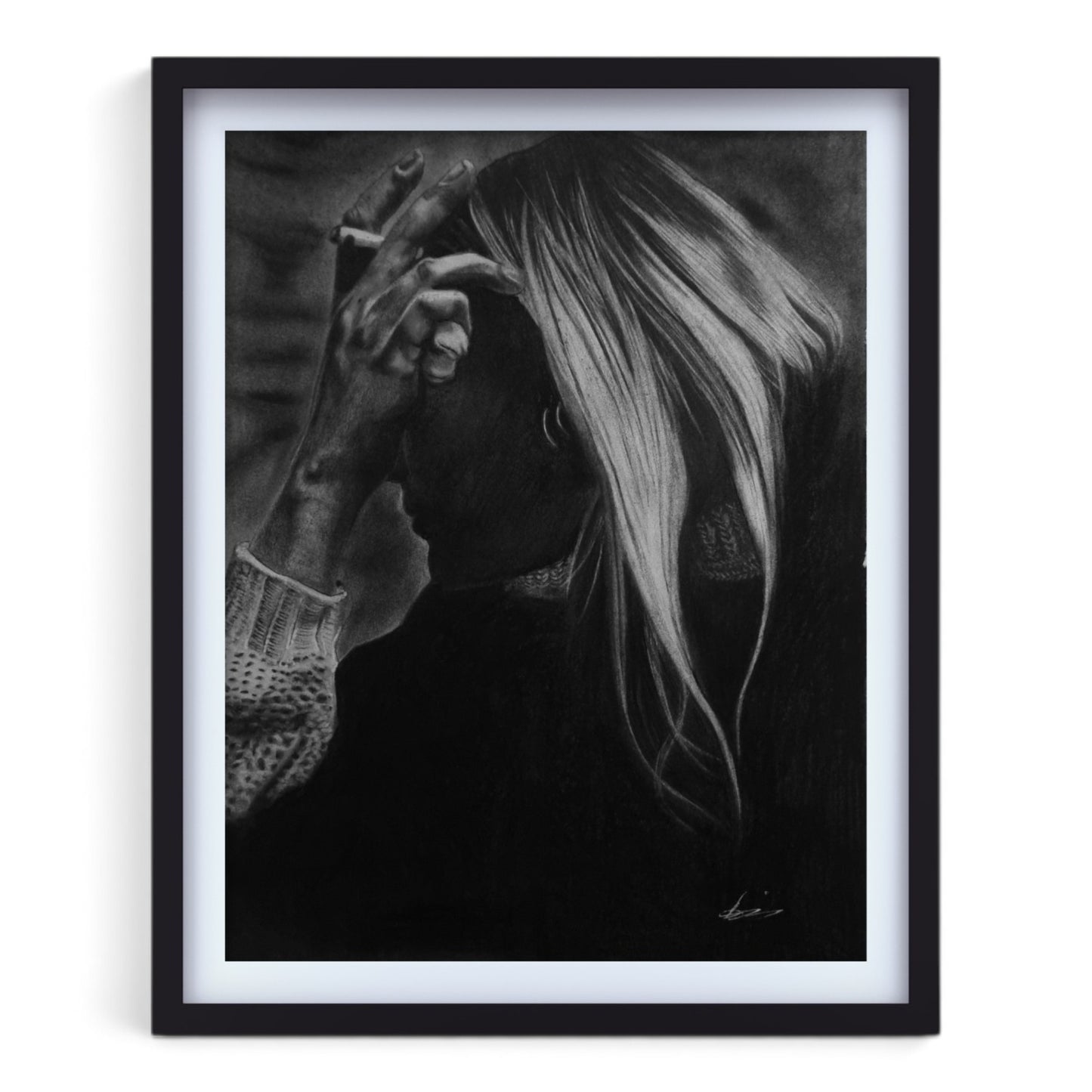 Hinter der Stille – Original-Kohleporträt