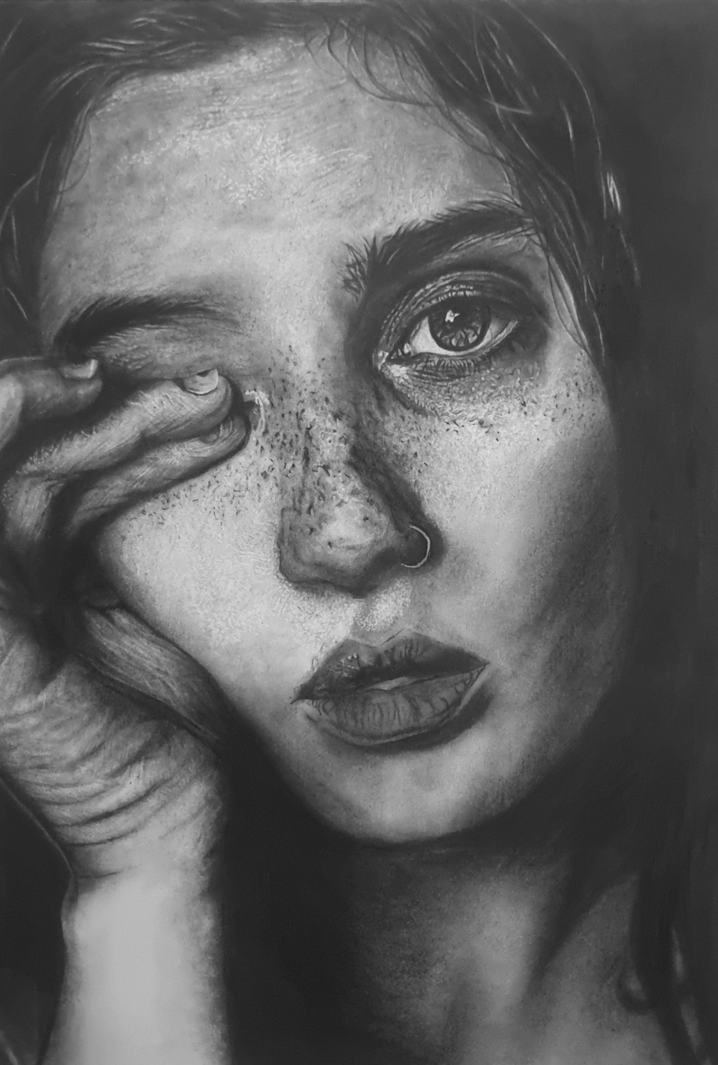 She Sees Everything - Original Charcoal Portrait