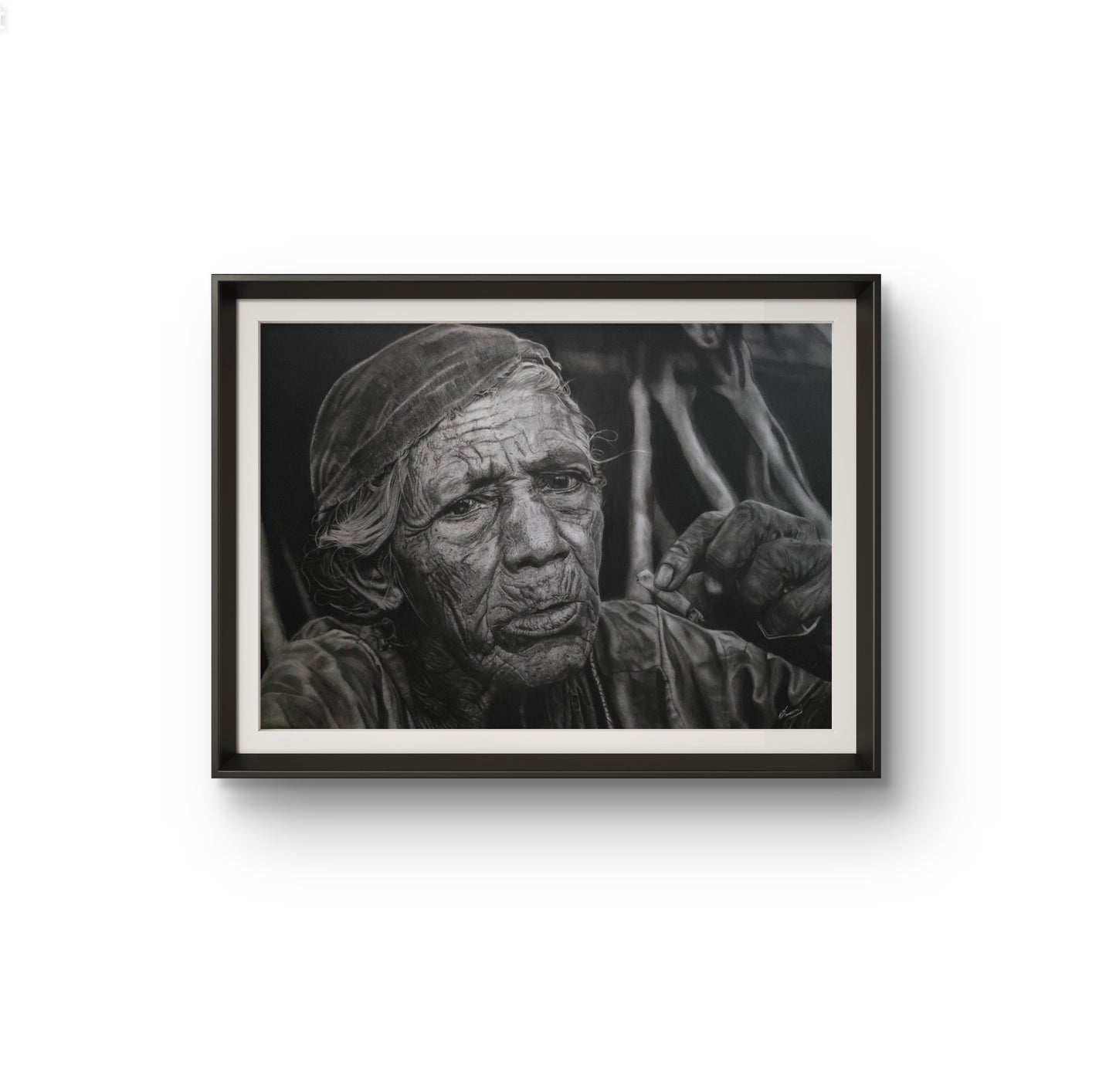 Was die Zeit zurücklässt – Original Graphit- & Kohleporträt